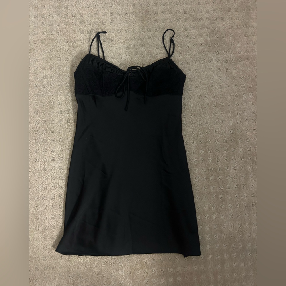 urban outfitters mini black satin dress